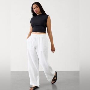 NWT Athleta Retreat Linen Wide Leg calla Lily Pant Size 16.